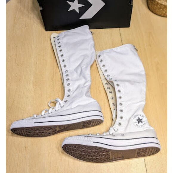 Converse Chuck Taylor All Star White XX-HI Knee High Unisex Hi Tops W10 M8 NIB - Picture 4 of 10